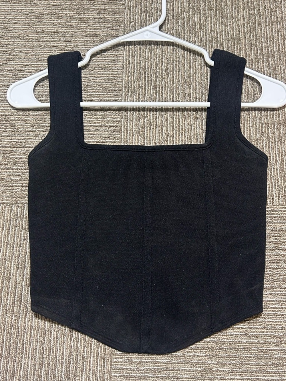 Zara Black Ribbed Tank Top with Wide Straps